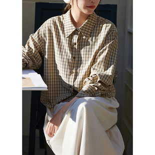 「MISAZ」搭配度拉满！大地色系格子格纹短款衬衫 修身翻领小衬衣