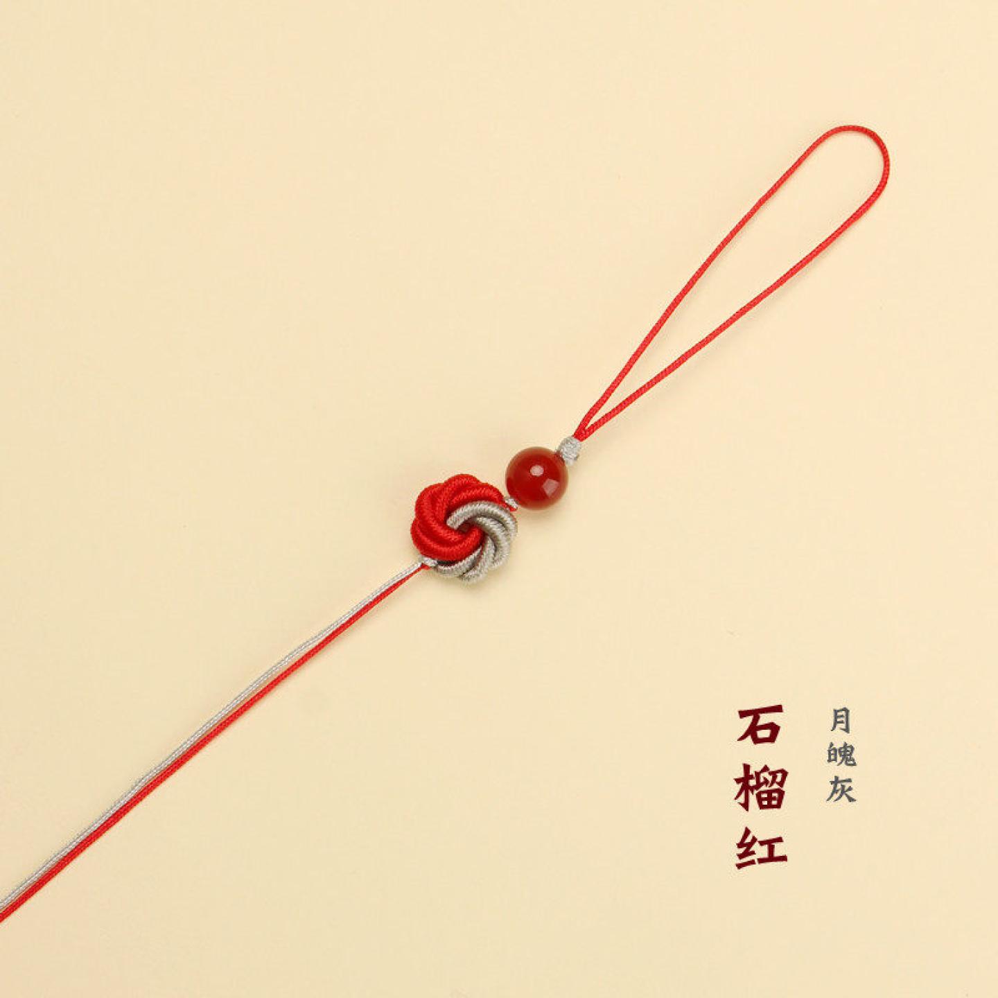 双色曼陀罗结手机挂绳diy半成品 桃花挂绳手工编织车挂配黄金翡翠