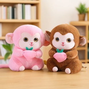 可爱小猴子玩偶创意毛绒玩具猩猩公仔酒店饭店装饰品摆件定制logo