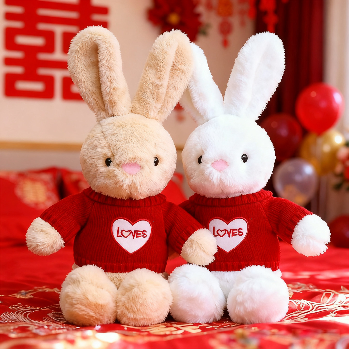 结婚礼物婚房布置情侣兔子玩偶酒店饭店喜宴装饰摆件婚庆手伴礼物