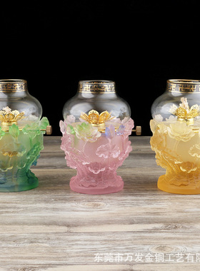 琉璃酥油灯座防风可调工厂供佛