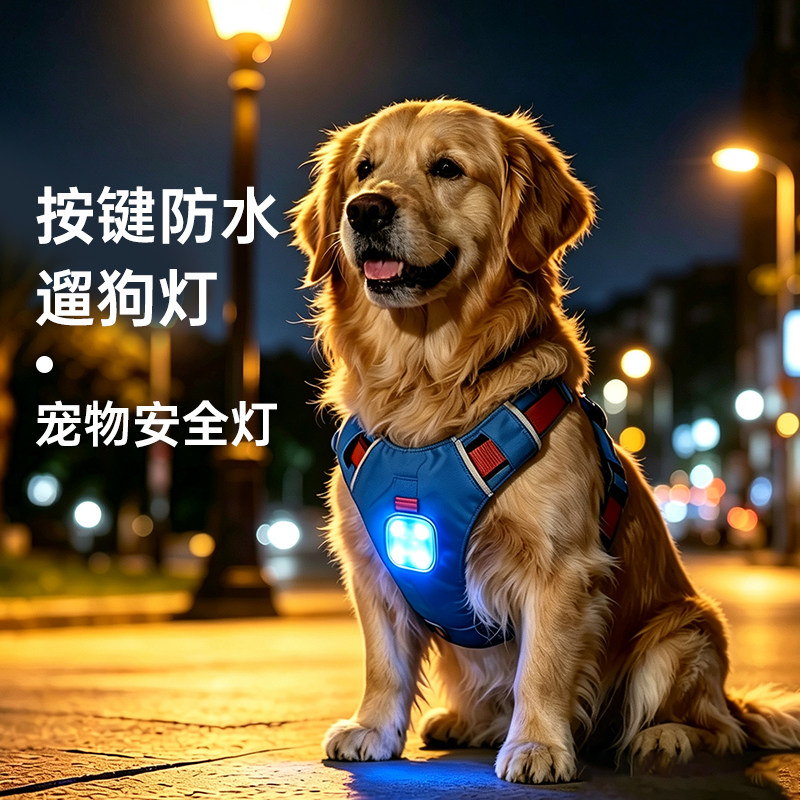 宠物LED狗狗发光吊坠夜光防走失丢灯狗牌猫咪铃铛夜间遛狗灯泰迪