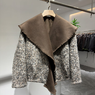 欧洲站2025秋冬新款女气质简约设计师款羊绒大衣外套短款