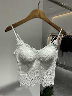 欧货蕾丝防走光法式 吊带打底背心内搭外穿美背文胸一体抹胸上衣女