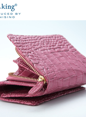 R.king品仕女钱包短款迷你拉链小皮包真皮头层牛皮银包零钱皮夹子