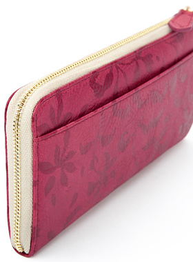 包邮薄款印花钱包女长款软皮夹拉链复古钱夹多功能高品质头层牛皮