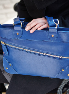 瑕疵R.king品仕女休闲机车包薄款铆钉单肩小手提包头层牛皮羊皮