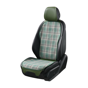 新款复古英格兰亚麻格子布艺汽车坐垫四季通用免绑小蛮腰防滑透气