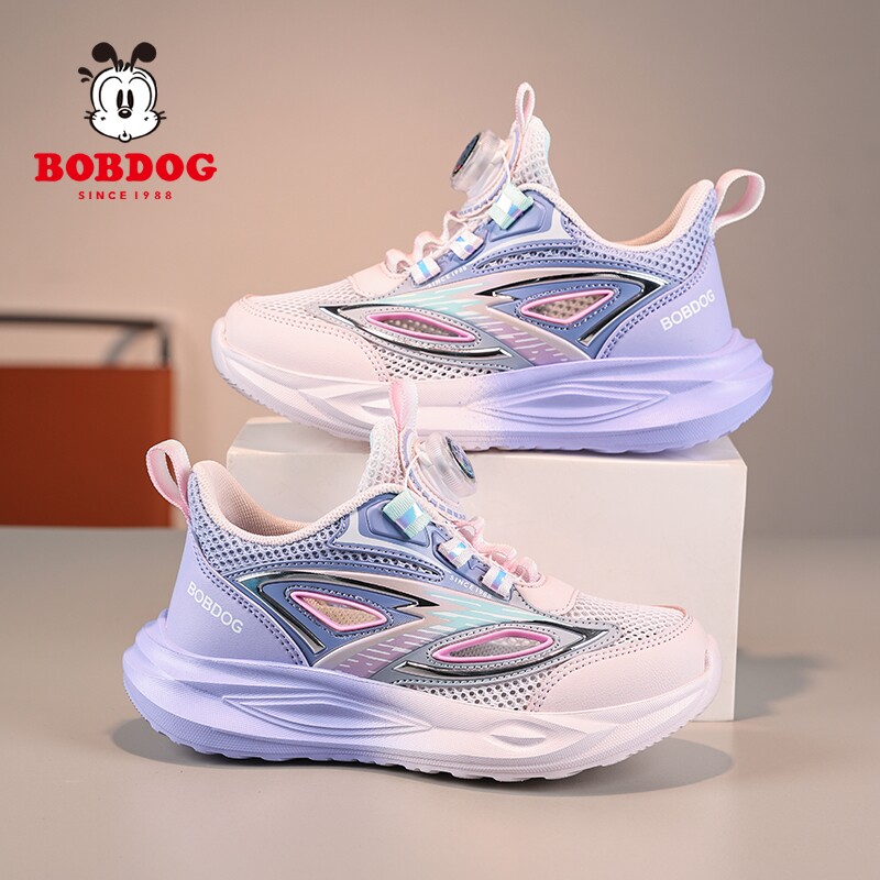 巴布豆女童运动鞋新款夏季网面透气男童轻便减震跑步鞋镂空框子鞋