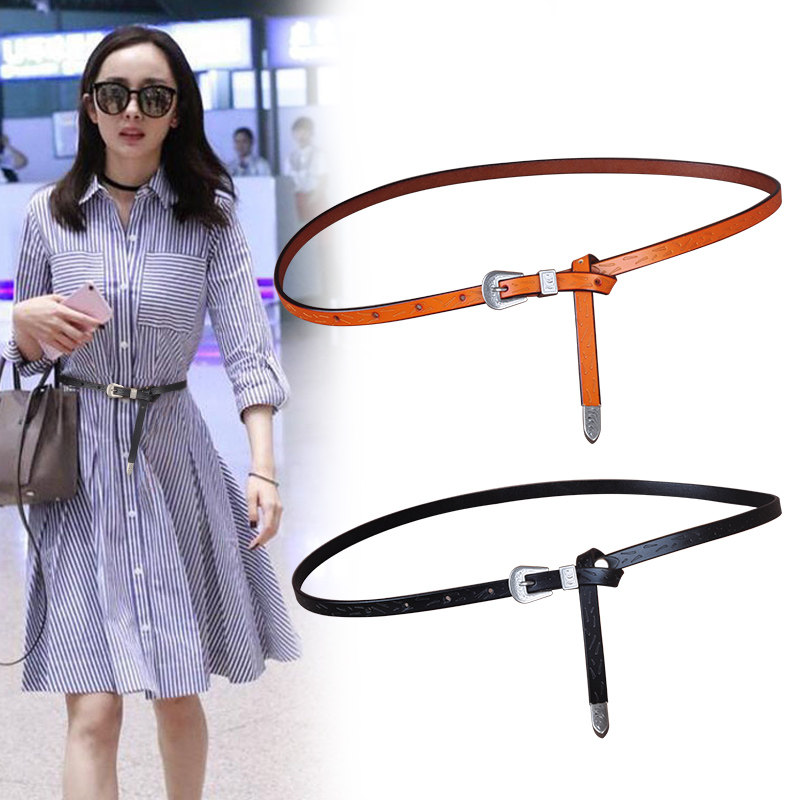 黑色腰帶女細連衣裙牛皮小皮帶女細百搭韓版複古牛仔打結裝飾真皮在類目 服飾配件/皮帶/帽子/圍巾, 腰帶/皮帶/腰鏈中 - 來自Buy2taobao.com提供專業的淘寶代購服務