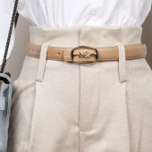 腰带真皮内扣 个性 牛永真皮带女杏色2025年新款 棕色设计感小众时尚