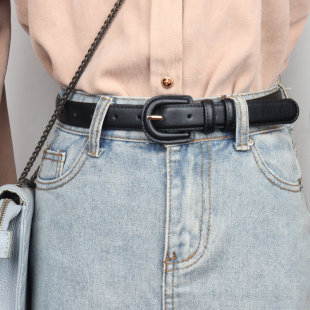 防过敏皮带女学生百搭通用真皮耐用腰带女配牛仔裤 软皮黑色配衣服