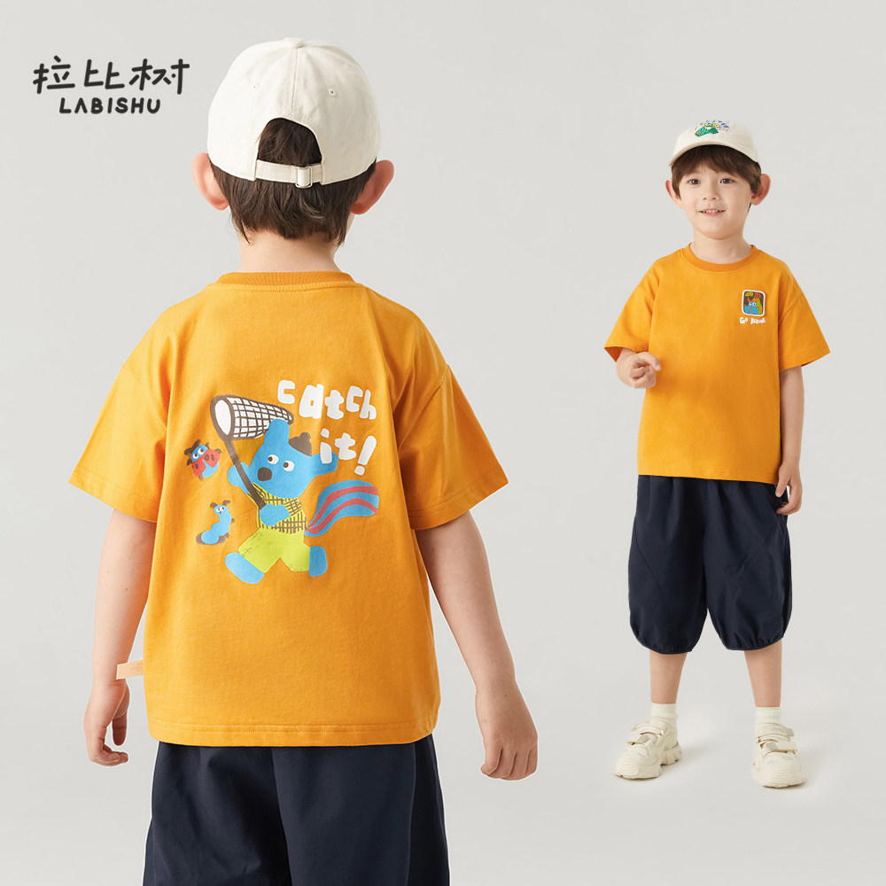 拉比树童装男童可爱纯棉印花短袖T恤夏季儿童时尚背心潮图片