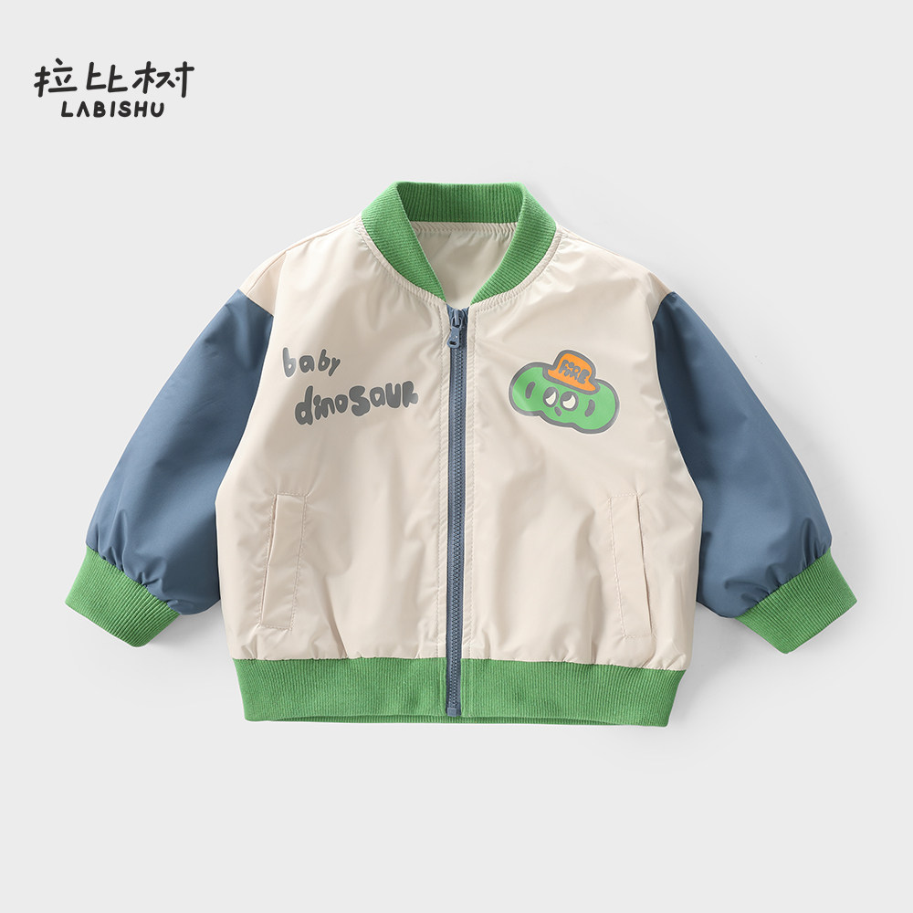 拉比树春秋男童撞色棒球服图片