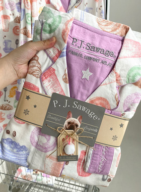 官网新款~出口美国PJS多款软糯纯棉磨毛秋冬长袖睡衣女轻奢家居服