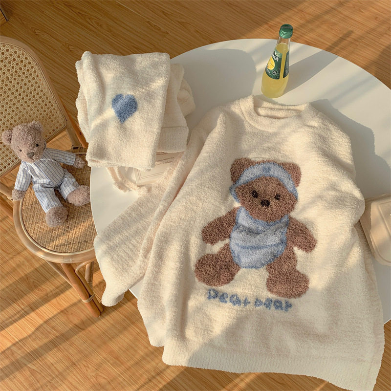 奶油白软糯小熊女款睡衣冬季软绵绵卡通圆领保暖加厚家居服睡裙,女士内衣/男士内衣/家居服,睡衣/家居服套装,淘宝优惠券,粉丝福利购,淘宝优惠卷