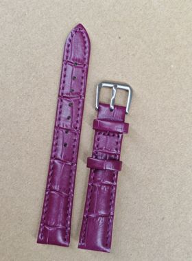 手表配件真皮表带男士女士表带16mm通用针扣手表带送工具紫色紫色