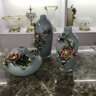 客厅 罗比罗丹商场品牌专卖珐琅彩和谐圆满花瓶花插水晶花瓶欧式