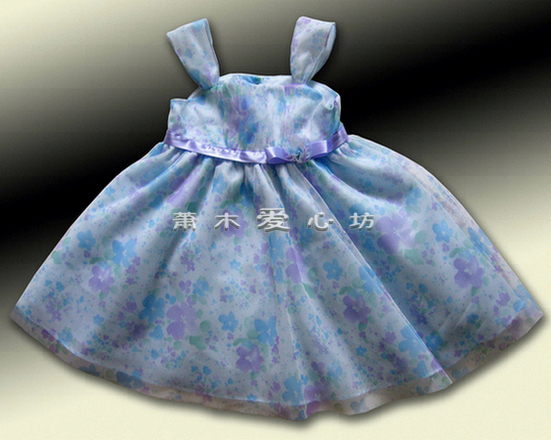 欧美风小童蓝色公主裙