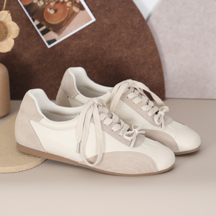 百搭休闲鞋 女复古拼色牛皮软底时尚 Fragrant圆头平底德训鞋 Fruit