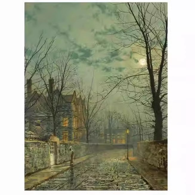 约翰·阿特金森·格里姆肖油画风景喷绘打印画芯油画布L05