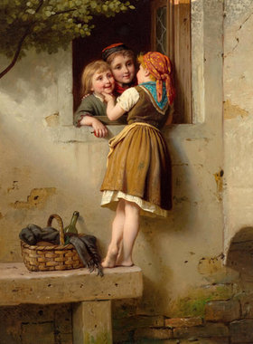 Johann Georg Meyer人物油画喷绘画芯 客厅书房装饰画无框画