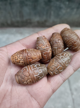 战汉古珠，和田玉祥云纹，平步青云，玉珠，隔珠，单珠3-1.6厘米