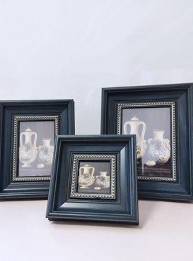 现代简约3寸6寸7寸深蓝黑金咖啡相框方形摆台创意欧式酒店样板间