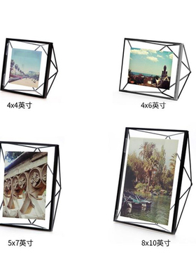 ins正方形4寸6寸7寸10寸金属铁相框简约几何造型出口高端北欧轻奢