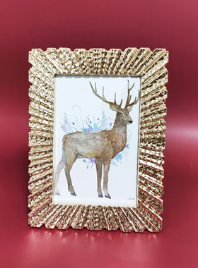 北欧金色几何6寸7寸金属相框摆台现代简约轻奢摆件创意高端相架