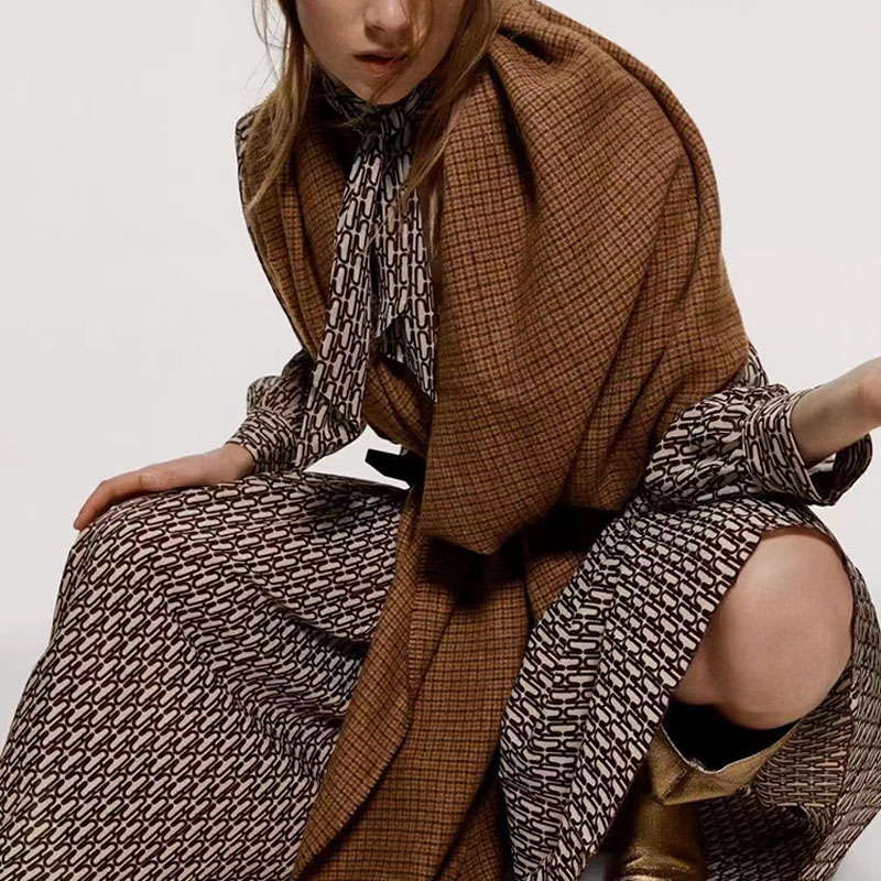 欧美千鸟格子加厚保暖仿羊绒围巾