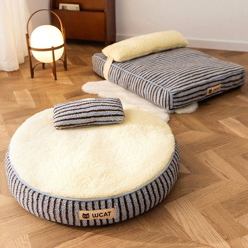 跨境简约撞色条纹软面包厚垫猫窝狗窝靠枕护颈狗床猫床秋冬宠物窝,宠物/宠物食品及用品,猫窝/屋/帐篷/沙发,淘宝优惠券,粉丝福利购,淘宝优惠卷