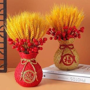 天然大麦干花束钱袋子客厅摆设件金黄麦穗装饰乔迁开业花直销跨境