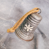 孤品 饰铃铛设计师款 美式 乡村厚铁浮雕雪花图案麻绳装