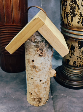 设计师款纯手工制作真树干做的实木小房子摆件孤品