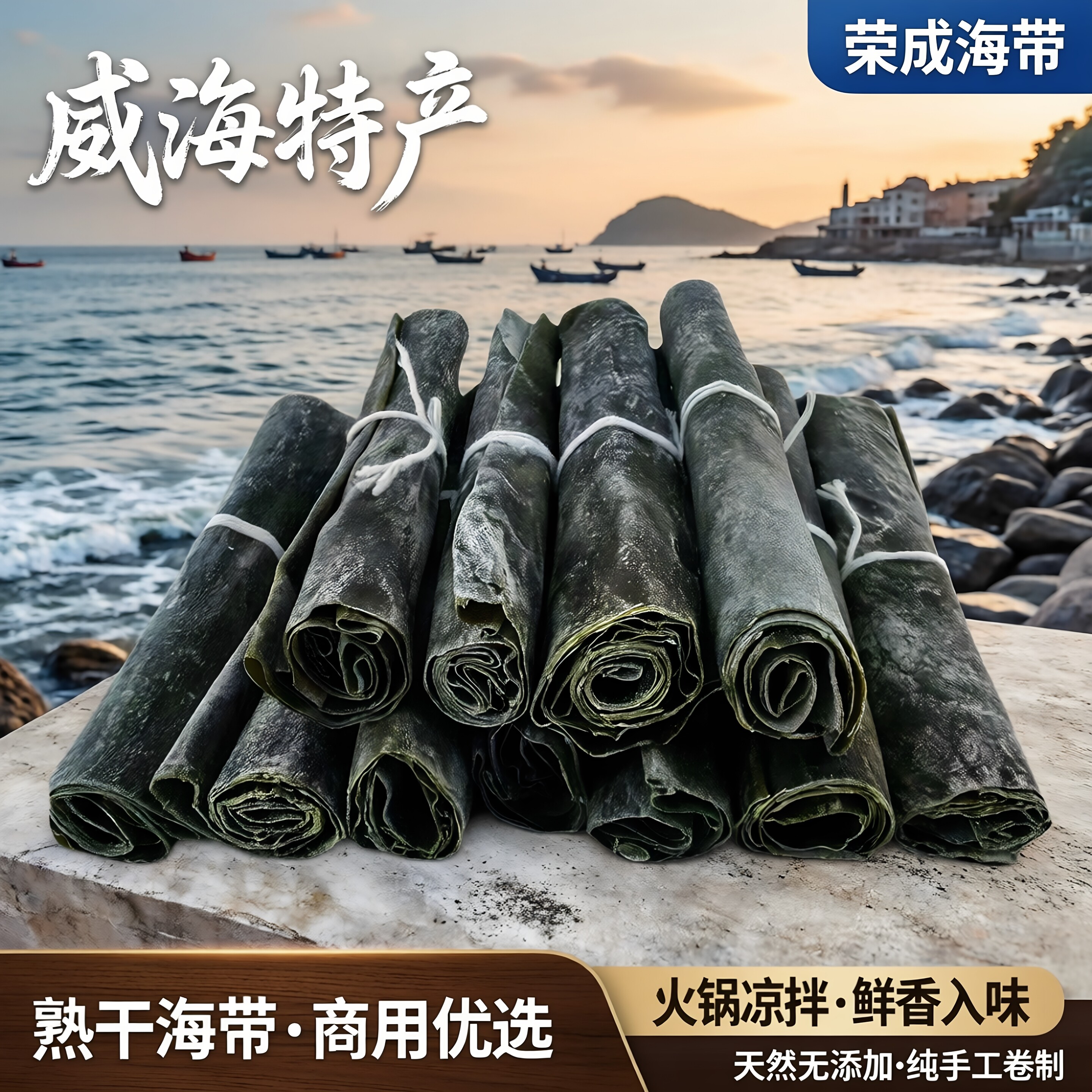 威海特产熟干荣成海带片食用生干把子肉海带卷商用卷干货火锅凉拌