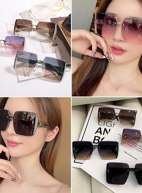 新款无框太阳镜女士墨镜女切边韩版网红潮抖音直播太阳镜