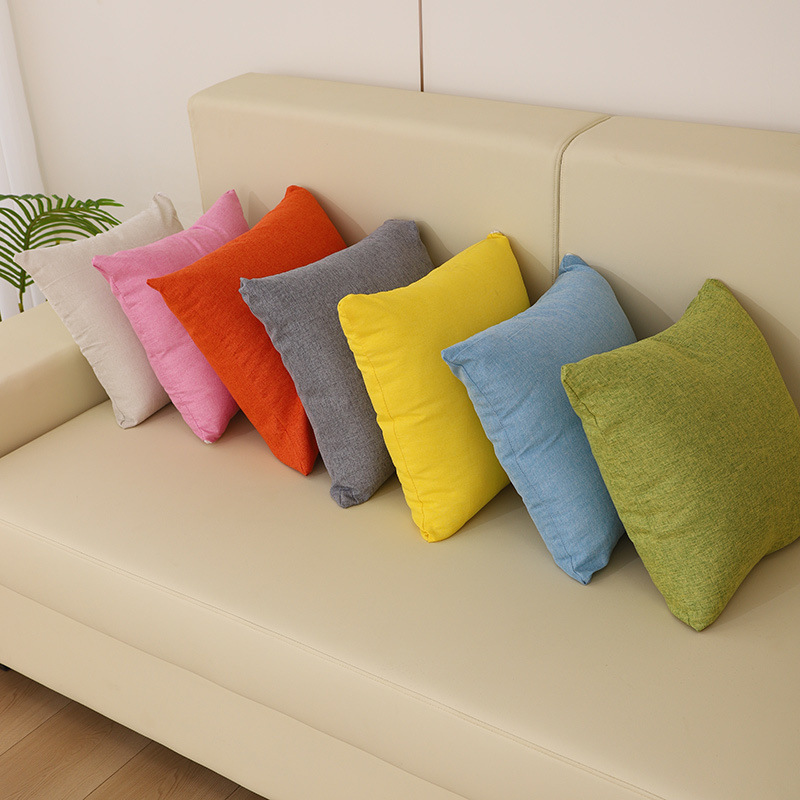 沙发抱枕客厅靠垫纯色亚麻靠枕床头靠背抱枕不含芯方形枕套JA1248