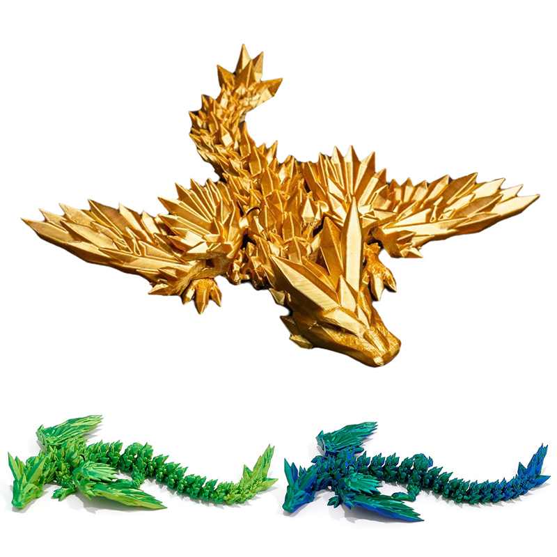 3D打印水晶飞龙翅膀关节可活动创意神龙摆件手办礼物玩具KA0508