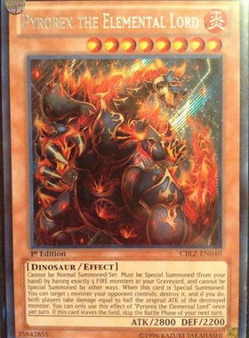 游戏王 美版 正版 - 炎灵神 派罗雷克斯 Pyrorex the/银碎/CBLZ