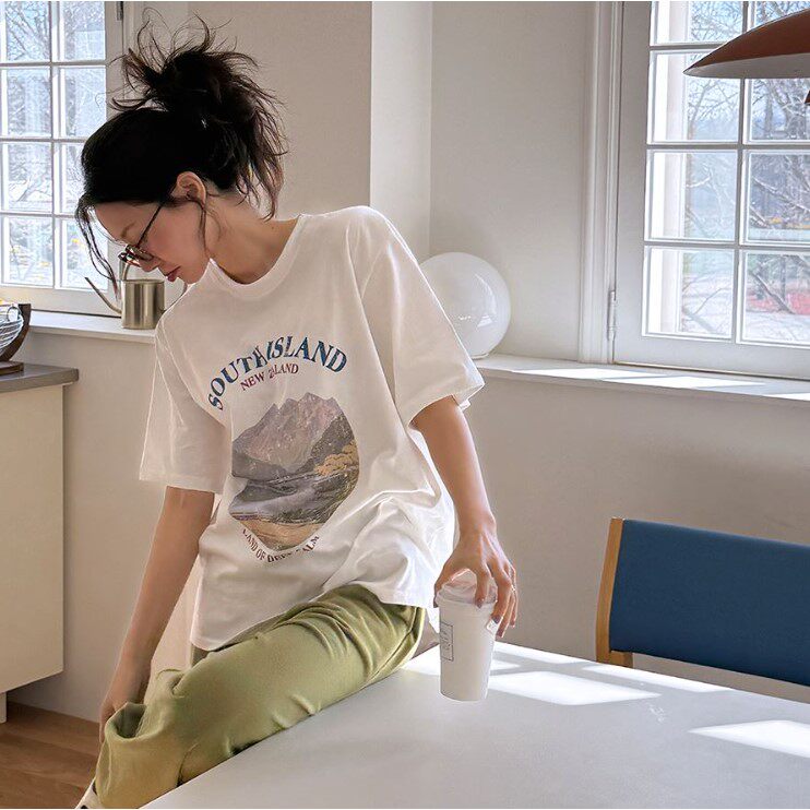 My girl春季新款韩国代购简约风流行百搭时尚舒适圆领显瘦短袖T恤