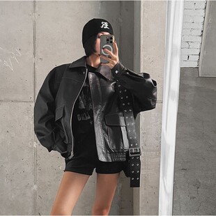 韩国代购 新款 休闲风百搭流行舒适简单宽松帅气短外套 girl秋季
