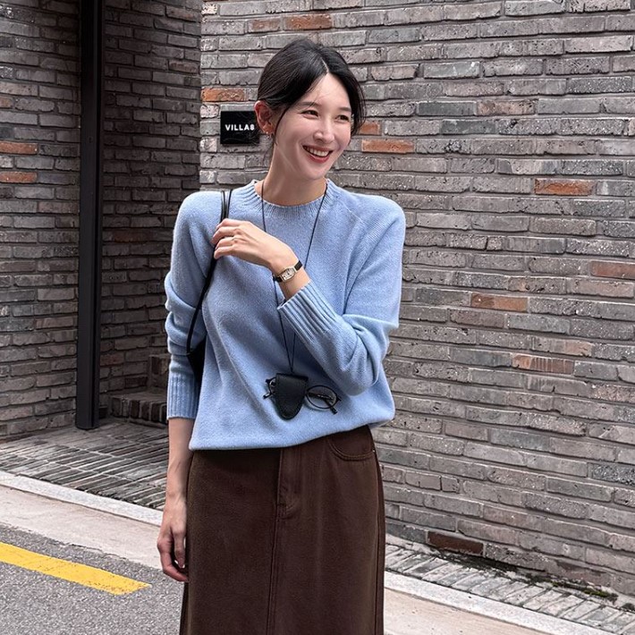 My girl秋季新款韩国代购休闲风百搭流行舒适简单圆领套头针织衫