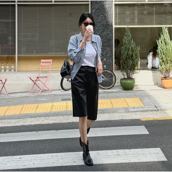 My girl秋季新款韩国代购休闲百搭流行舒适简单松紧腰显瘦五分裤