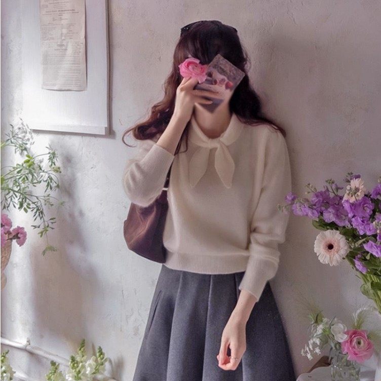 My girl冬季新款韩国代购流行时尚舒适简单甜美气质套头针织衫