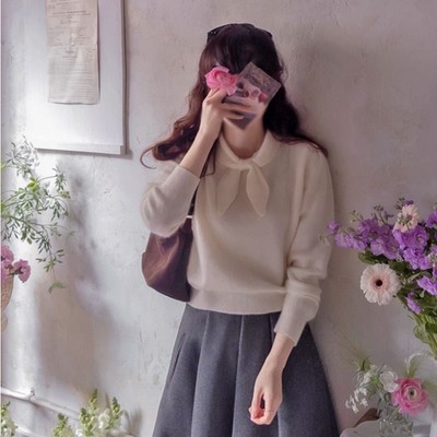 My girl冬季新款韩国代购流行时尚舒适简单甜美气质套头针织衫