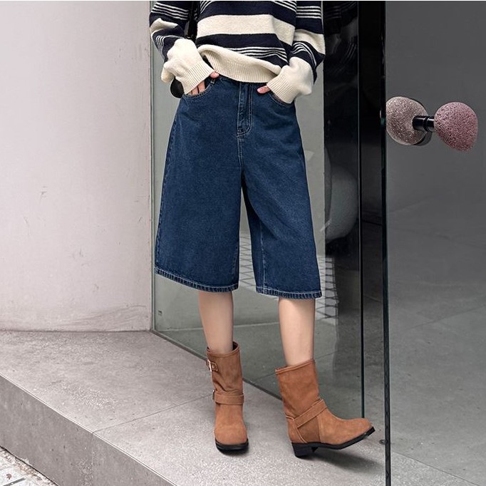 My girl秋季新款韩国代购潮流时尚舒适百搭休闲显瘦牛仔五分裤