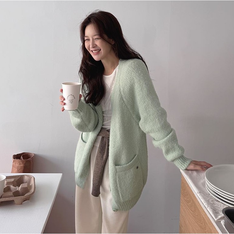 My girl秋季新款韩国代购休闲风百搭流行舒适简单显瘦针织开襟衫