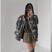 简单保暖花纹中长款 冬季 外套 潮流时尚 舒适百搭时尚 新款 韩国代购