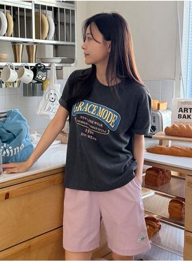My girl夏季新款韩国代购流行时尚舒适百搭简单显瘦字母短袖T恤